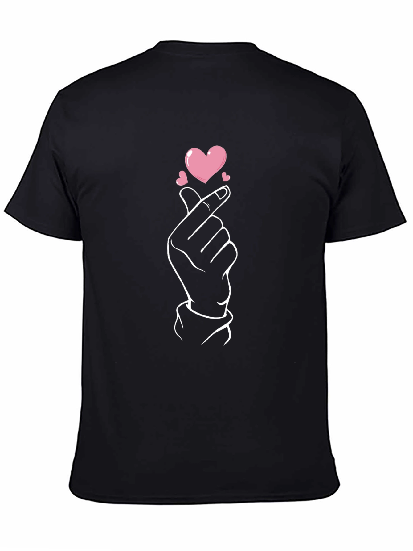 Heart Finger Gesture Black Graphic Tee