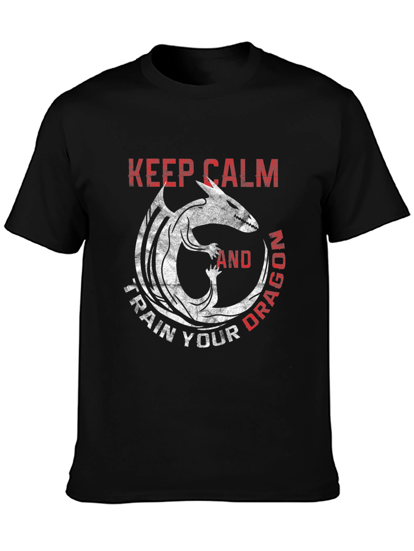 Keep Calm Train Dragon Black Graphic Tee