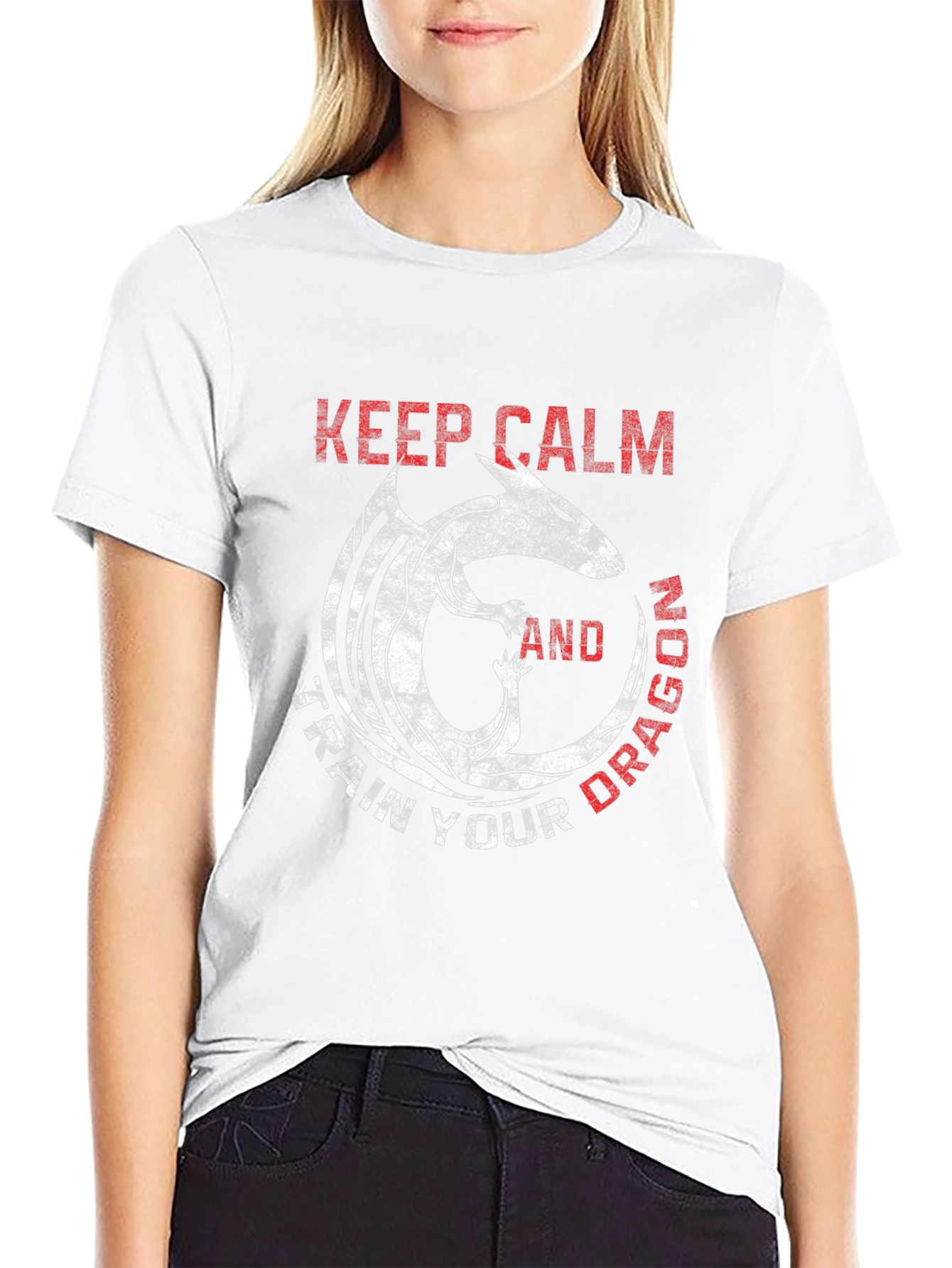 Keep Calm Train Dragon Black Graphic Tee