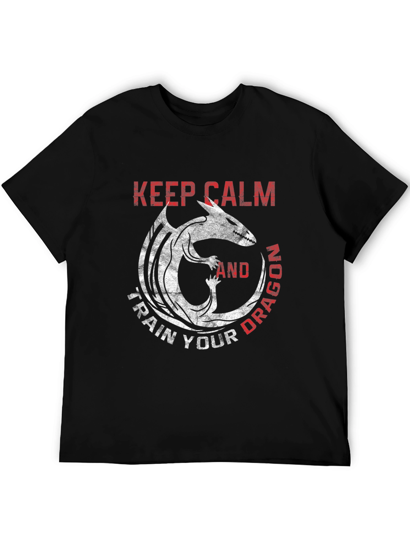 Keep Calm Train Dragon Black Graphic Tee