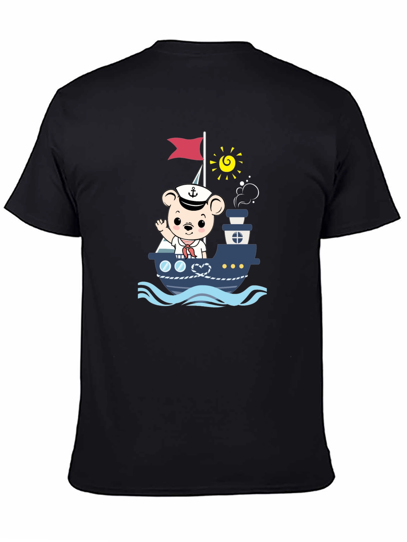 Bear Sailor Boat Graphic T-Shirt