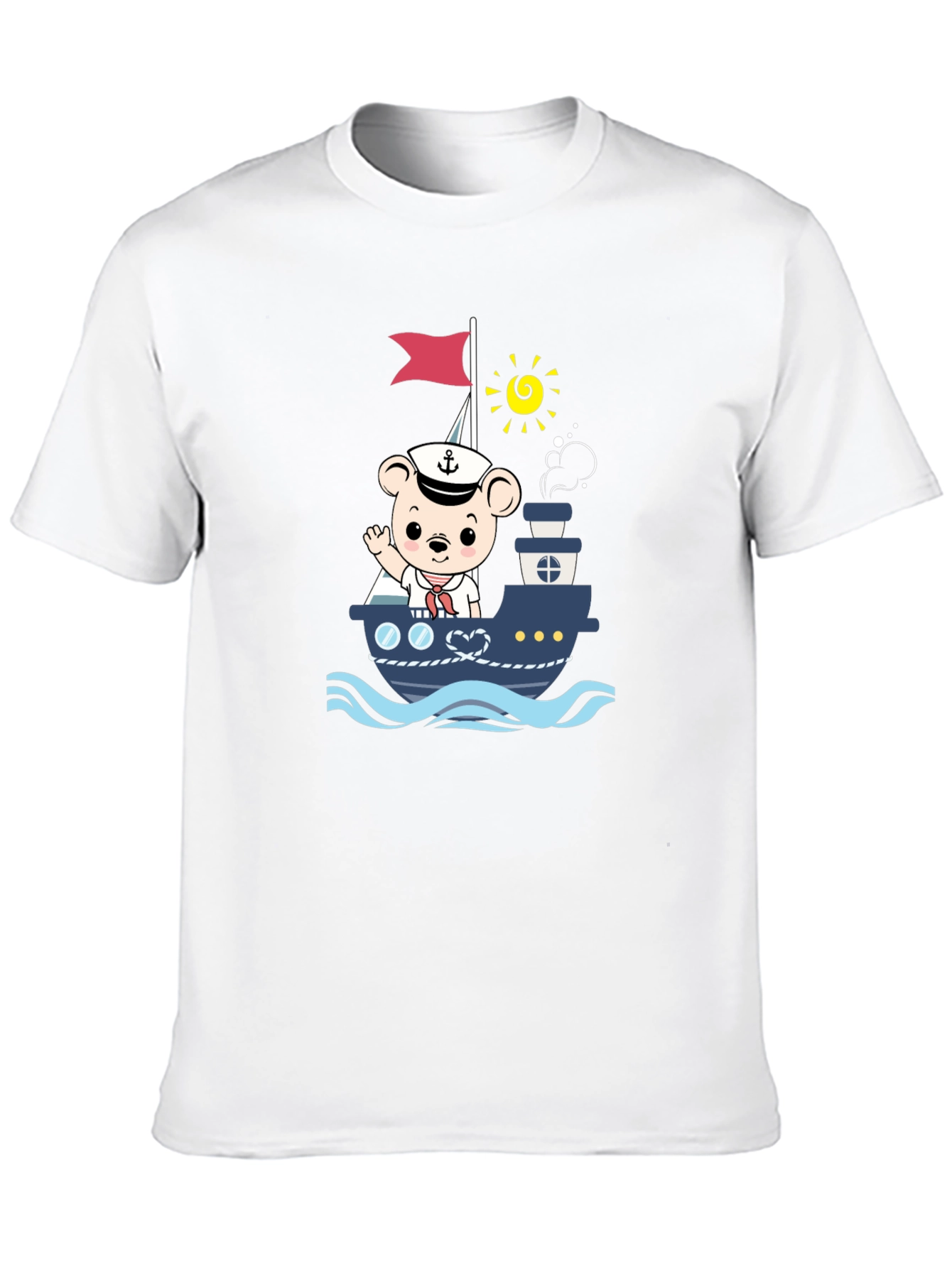 Bear Sailor Boat Graphic T-Shirt