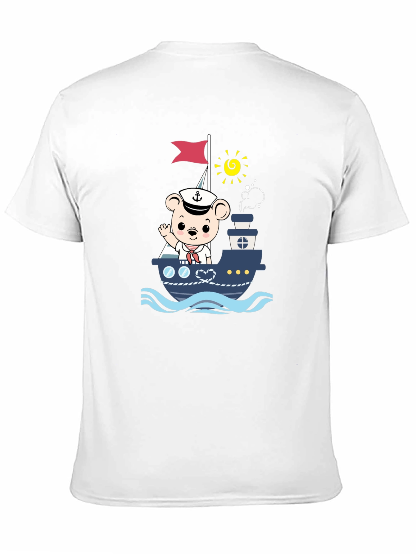 Bear Sailor Boat Graphic T-Shirt