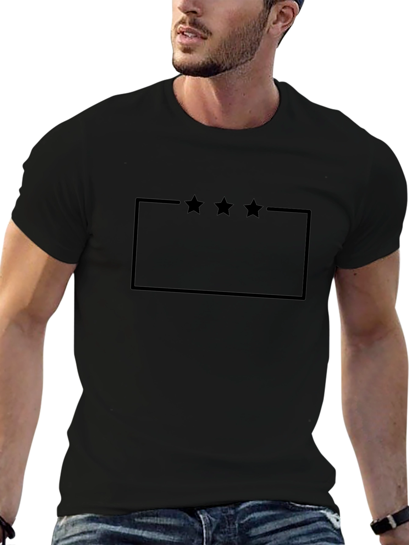 Modern Black Graphic Tee with Star Accent