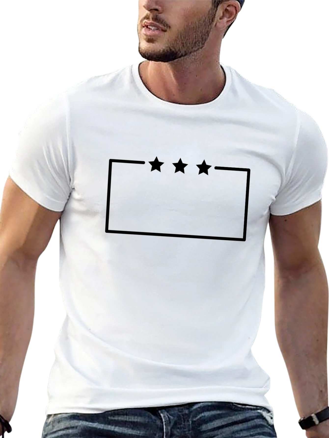 Modern Black Graphic Tee with Star Accent