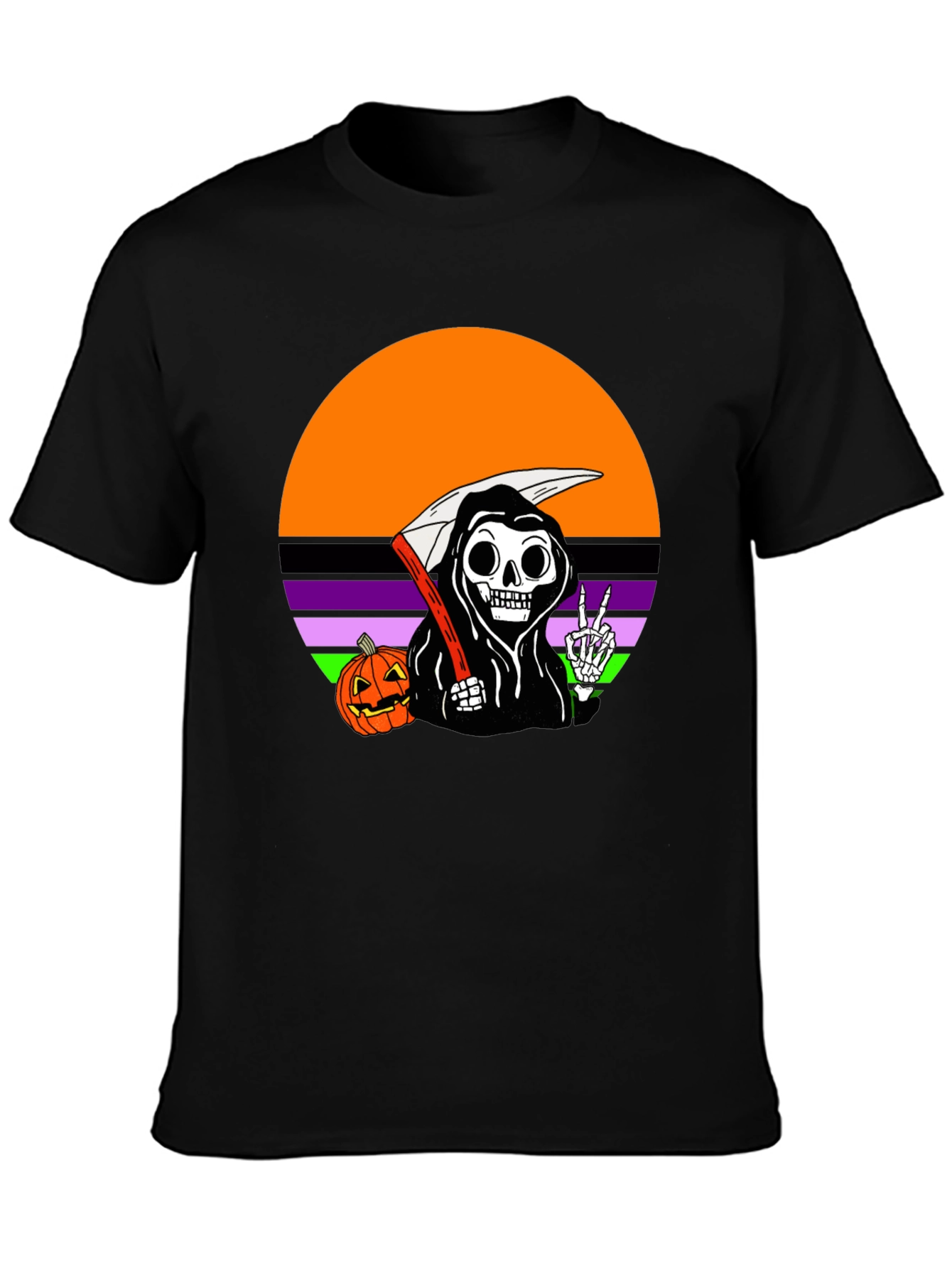 Grim Reaper Halloween T-Shirt with Peace Sign