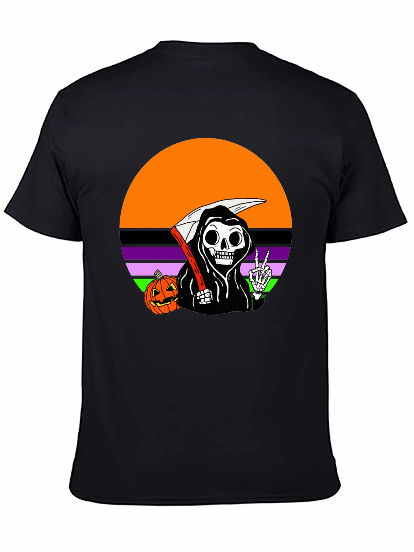 Grim Reaper Halloween T-Shirt with Peace Sign