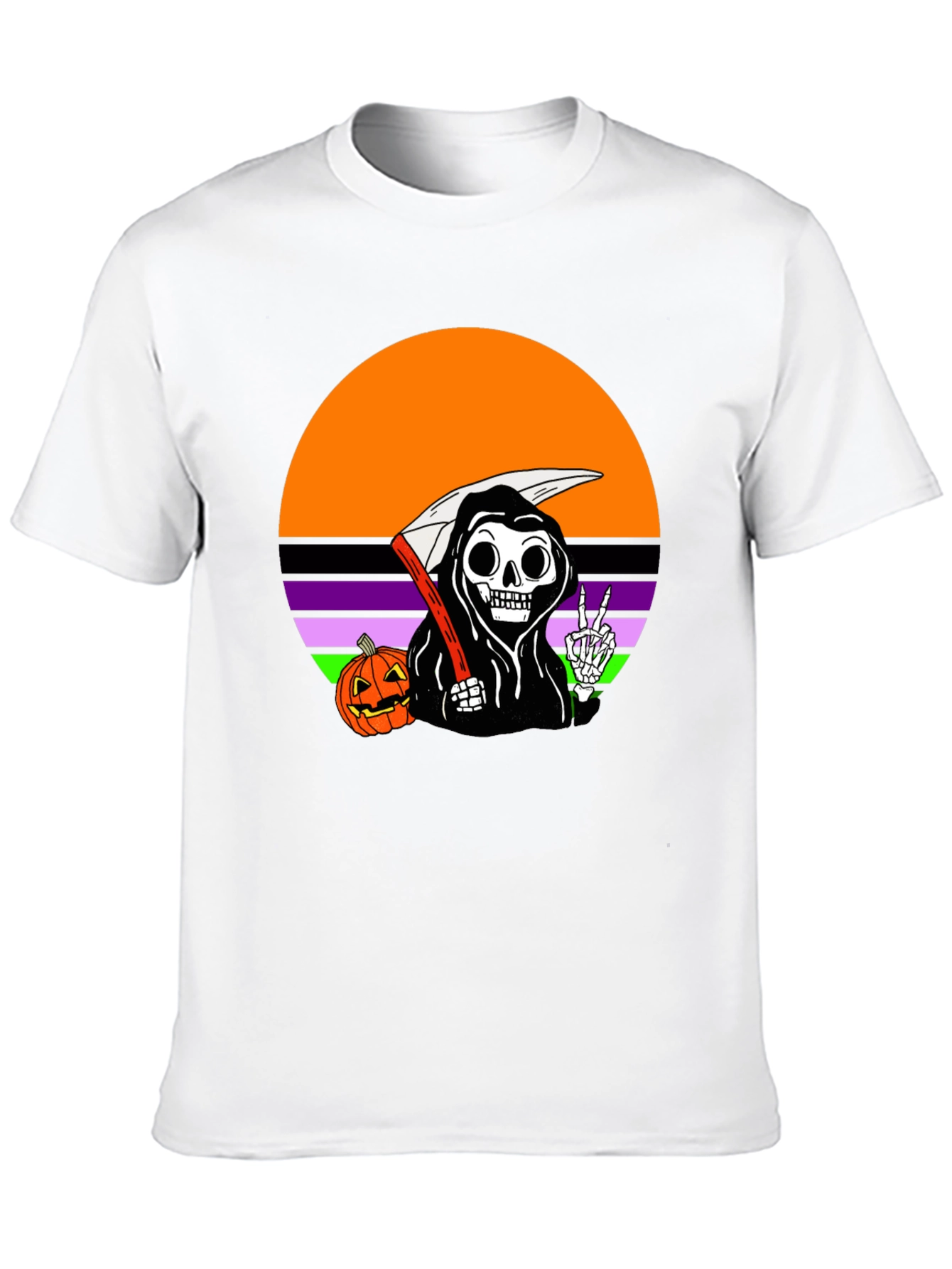 Grim Reaper Halloween T-Shirt with Peace Sign