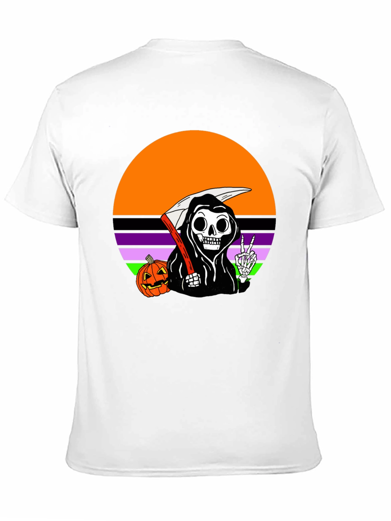 Grim Reaper Halloween T-Shirt with Peace Sign