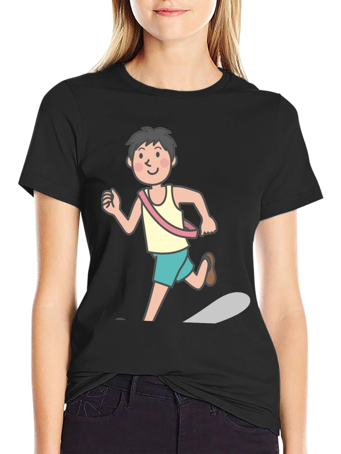 Runner Graphic Tee - Black Cotton Shirt