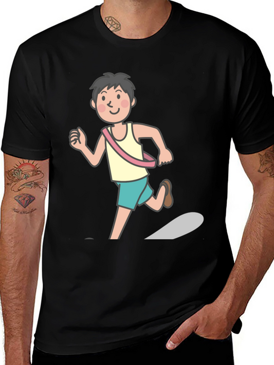 Runner Graphic Tee - Black Cotton Shirt