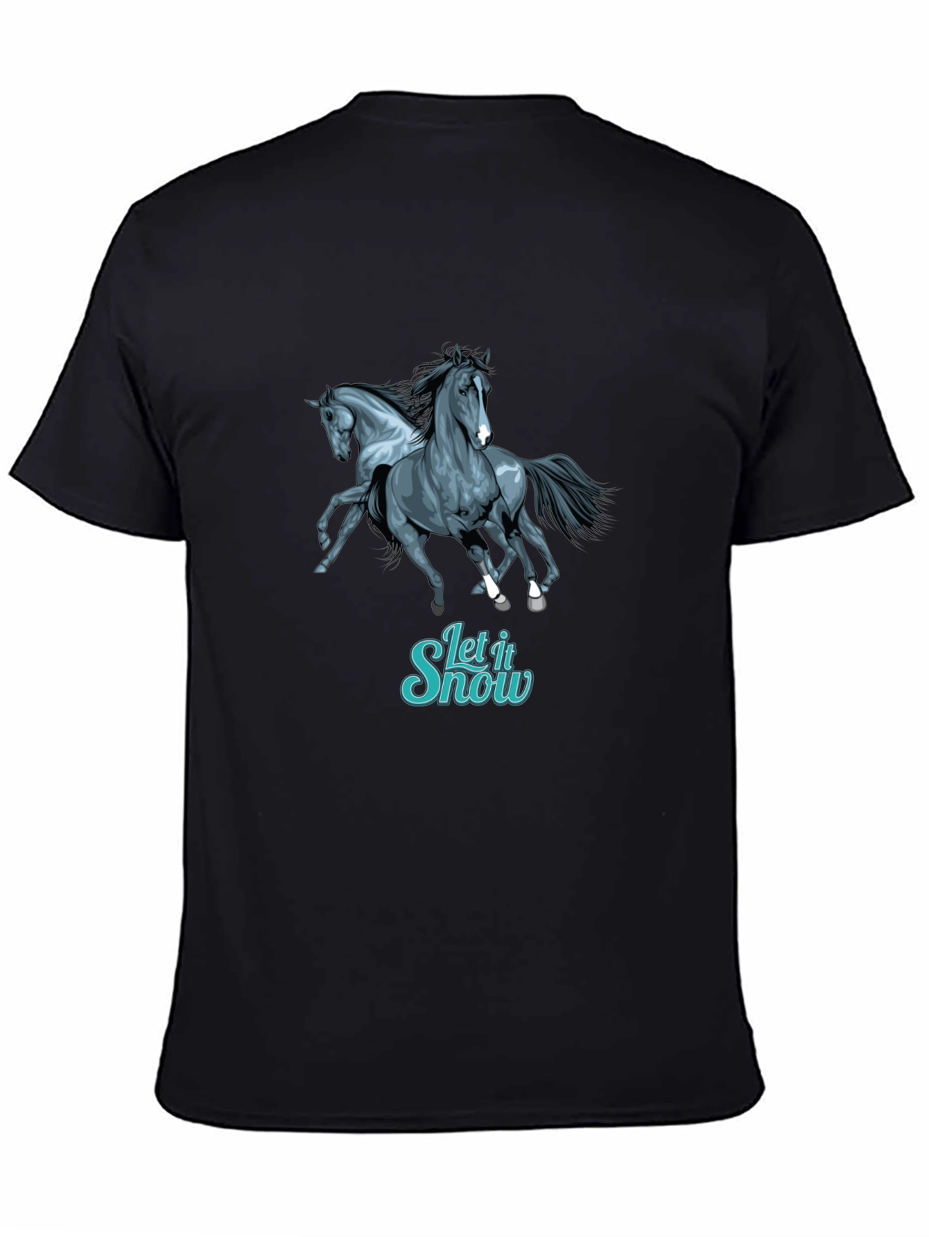 Horse Let It Snow Graphic Black T-Shirt