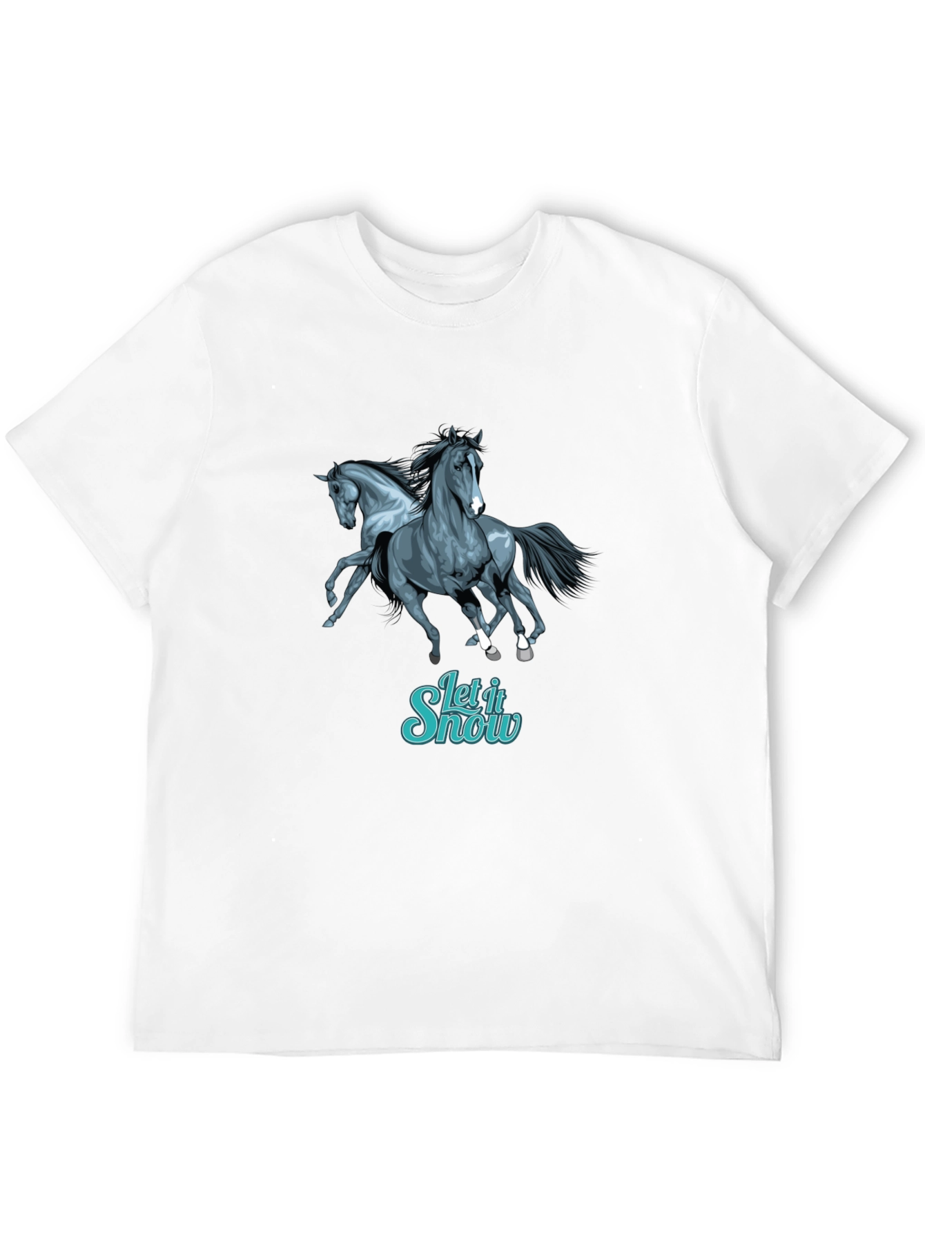 Horse Let It Snow Graphic Black T-Shirt