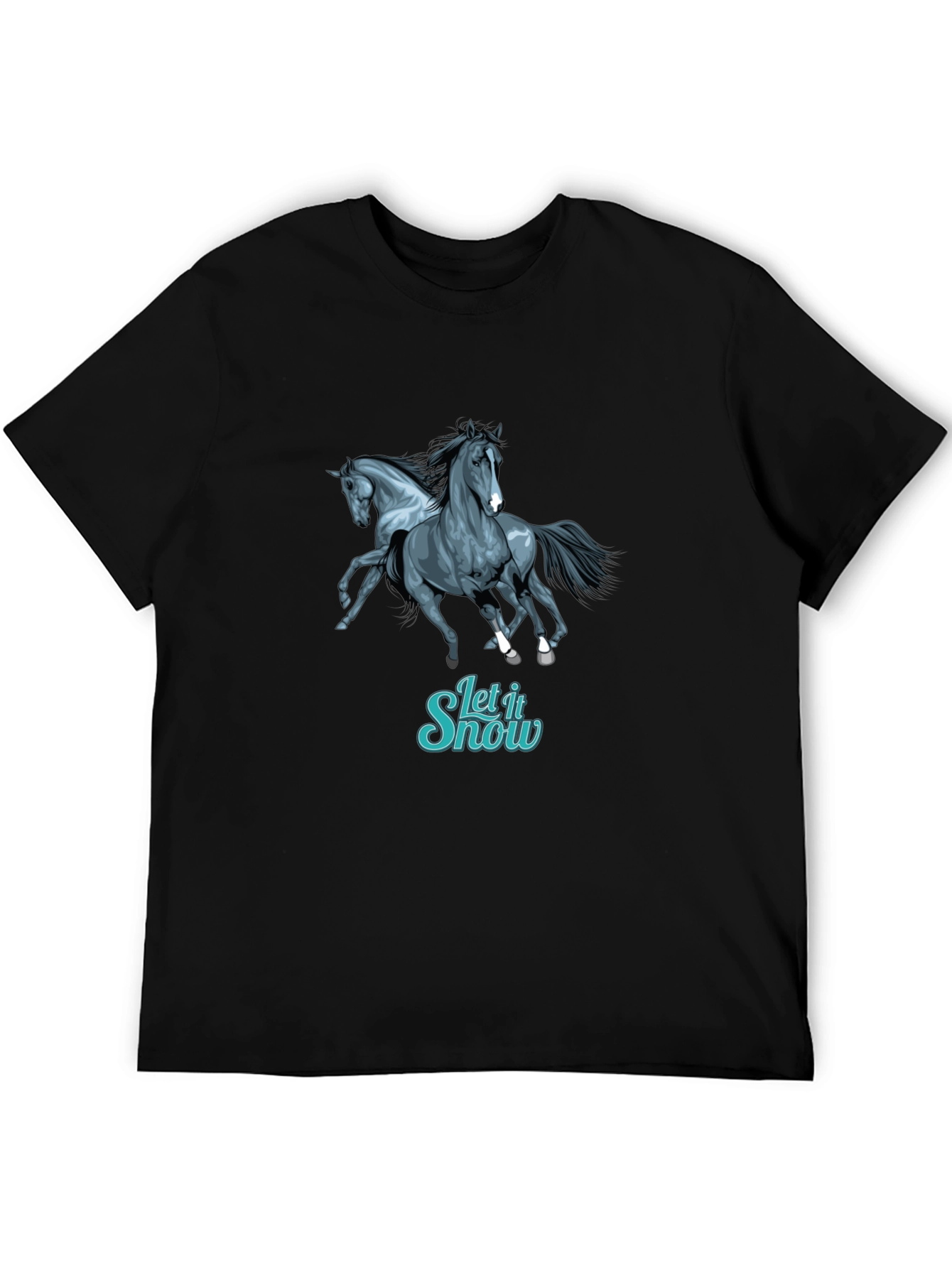 Horse Let It Snow Graphic Black T-Shirt