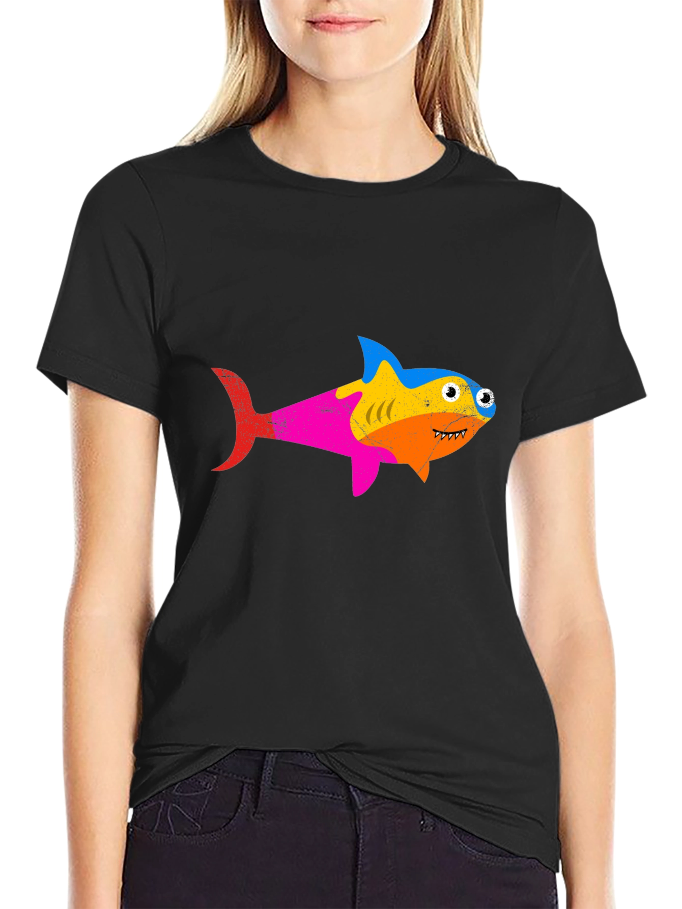Rainbow Shark Graphic Tee - Stylish Mens T-Shirt