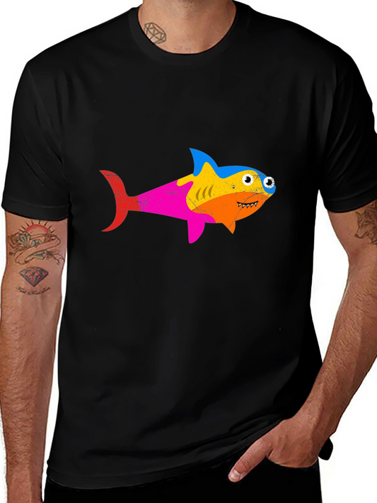 Rainbow Shark Graphic Tee - Stylish Mens T-Shirt