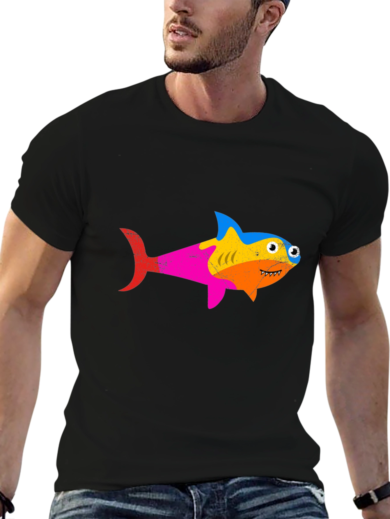 Rainbow Shark Graphic Tee - Stylish Mens T-Shirt