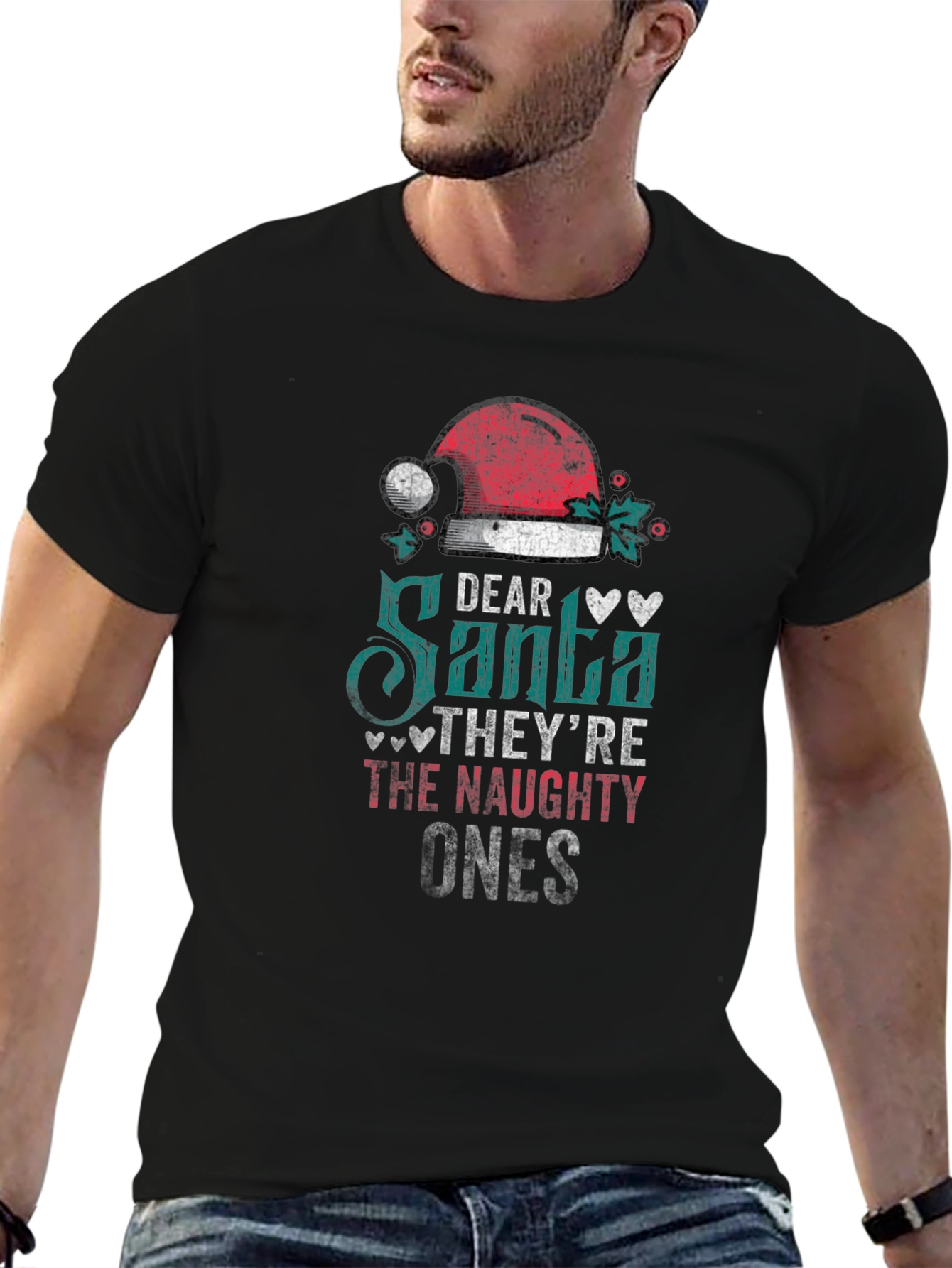 Dear Santa Naughty Ones Christmas Graphic Tee