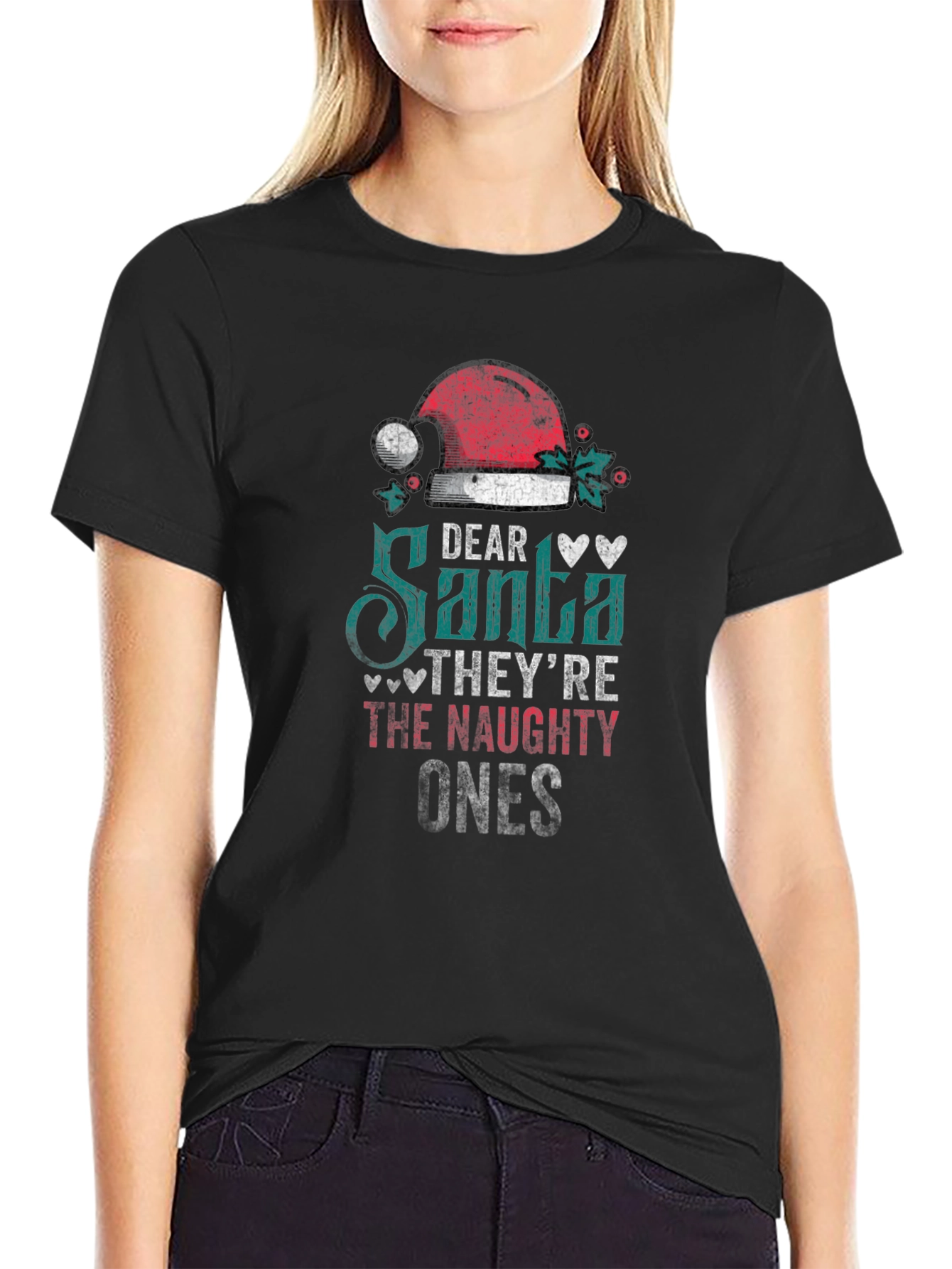 Dear Santa Naughty Ones Christmas Graphic Tee
