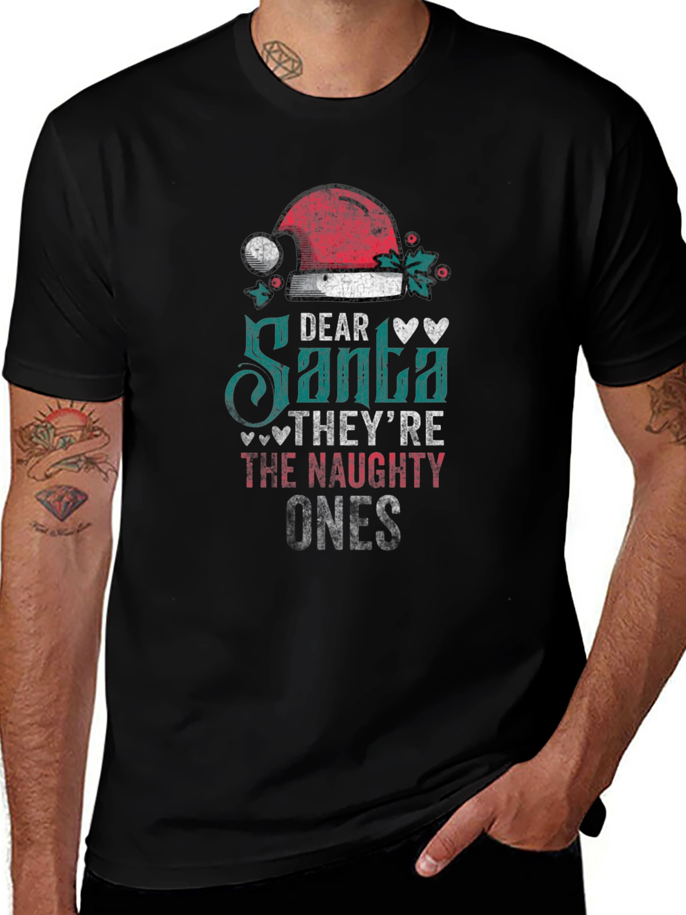 Dear Santa Naughty Ones Christmas Graphic Tee