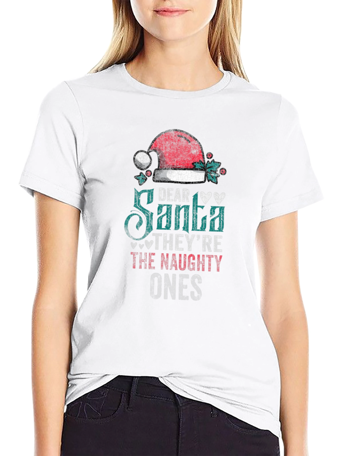 Dear Santa Naughty Ones Christmas Graphic Tee