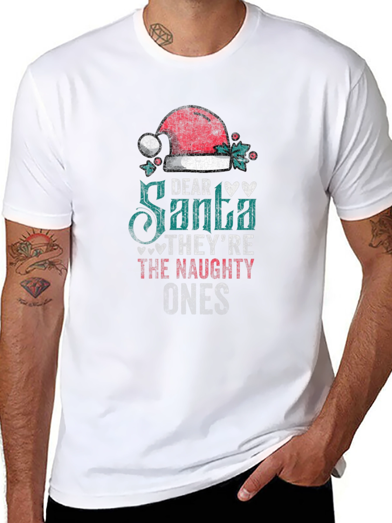 Dear Santa Naughty Ones Christmas Graphic Tee