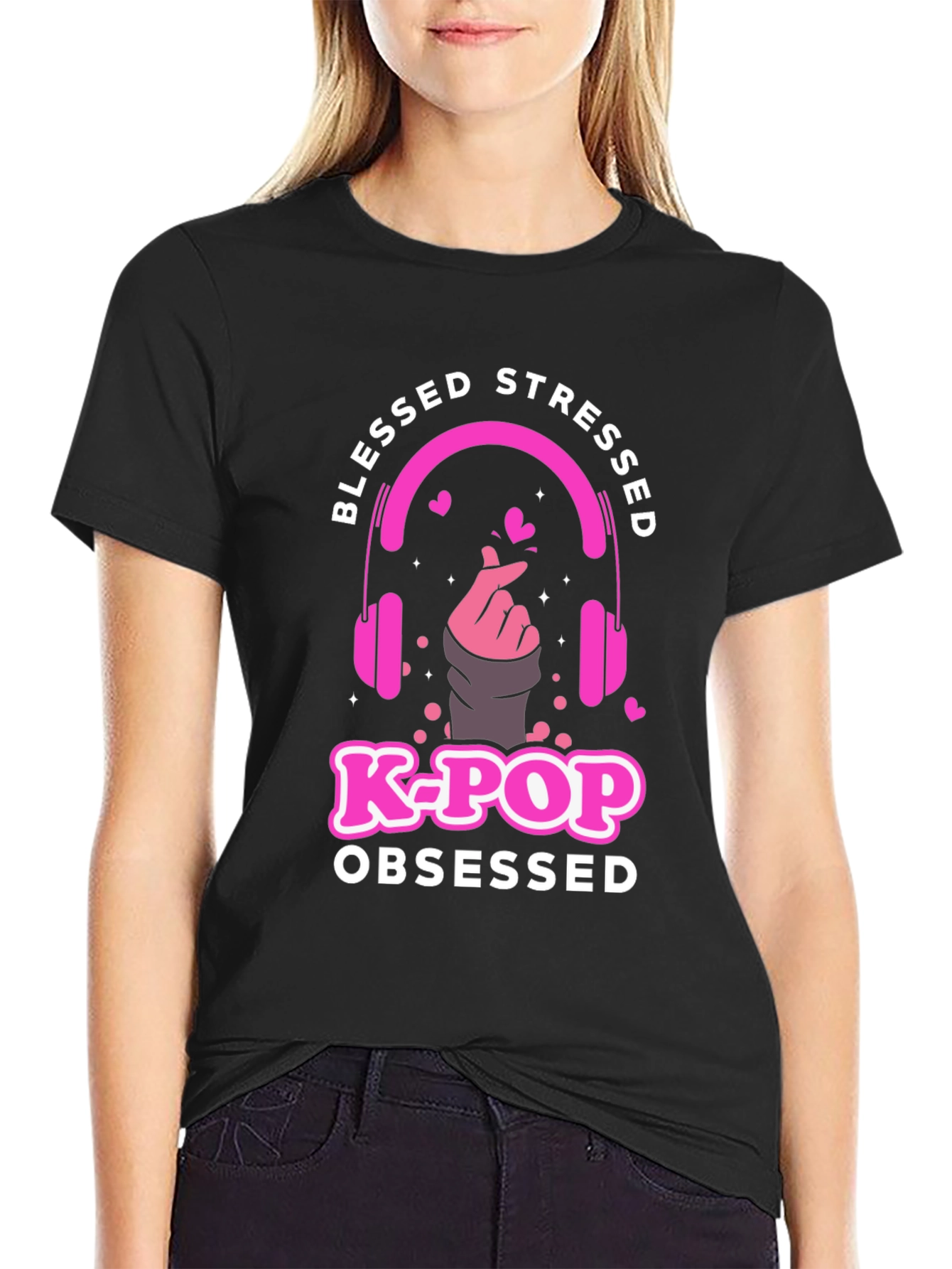 Blessed Stressed K-Pop Obsessed Graphic T-Shirt