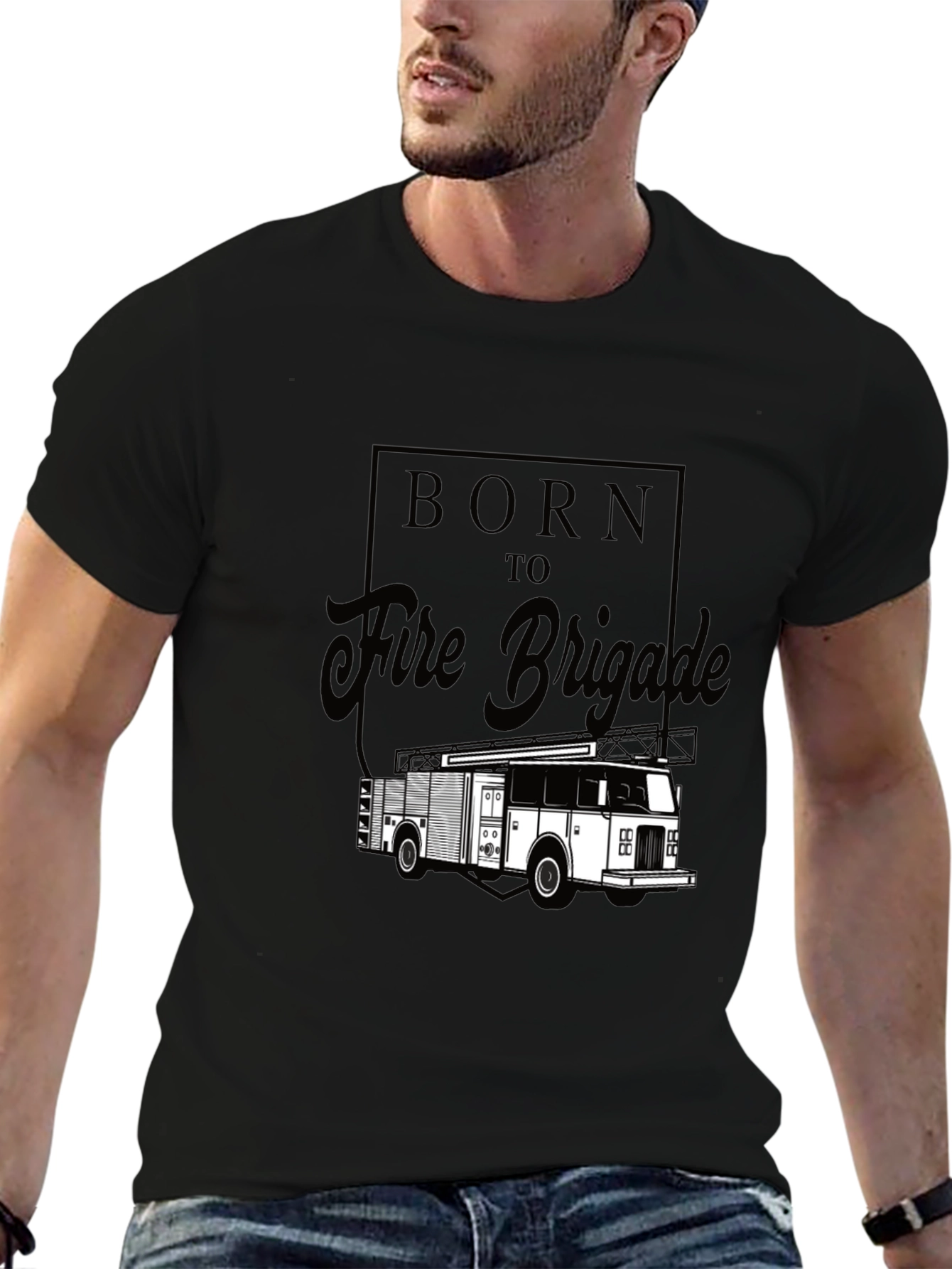 Born to Fire Brigade Black Graphic T-Shirt