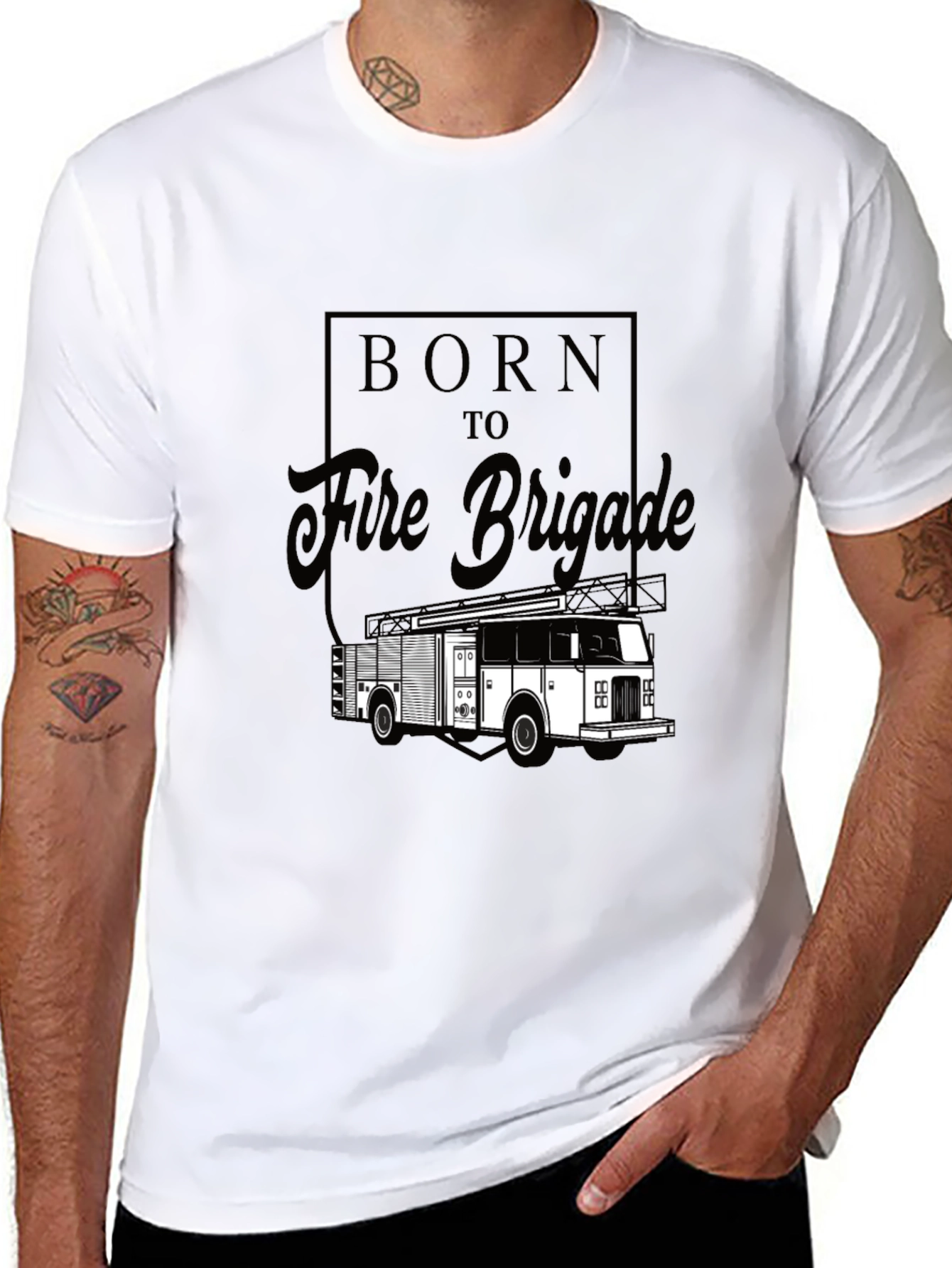 Born to Fire Brigade Black Graphic T-Shirt