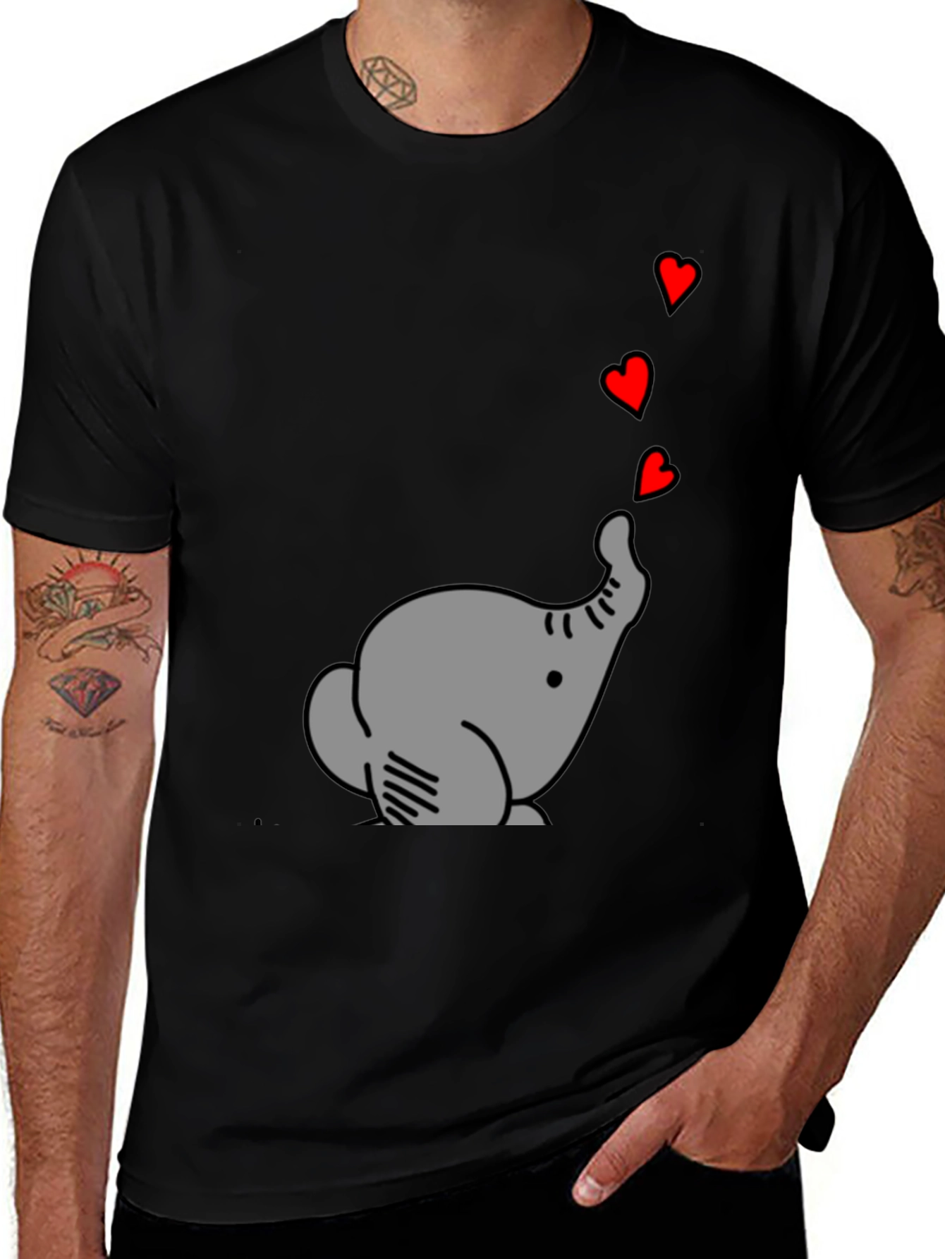 Elephant Love T-Shirt - Cute Graphic Tee