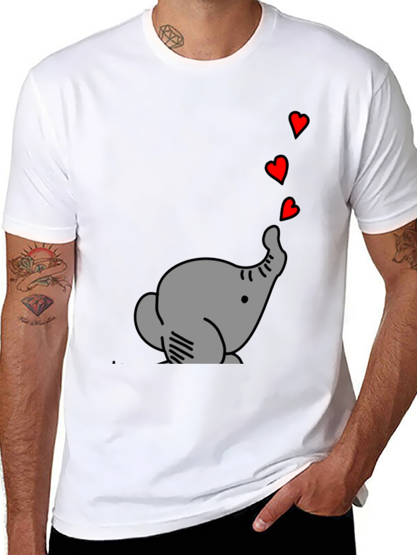 Elephant Love T-Shirt - Cute Graphic Tee