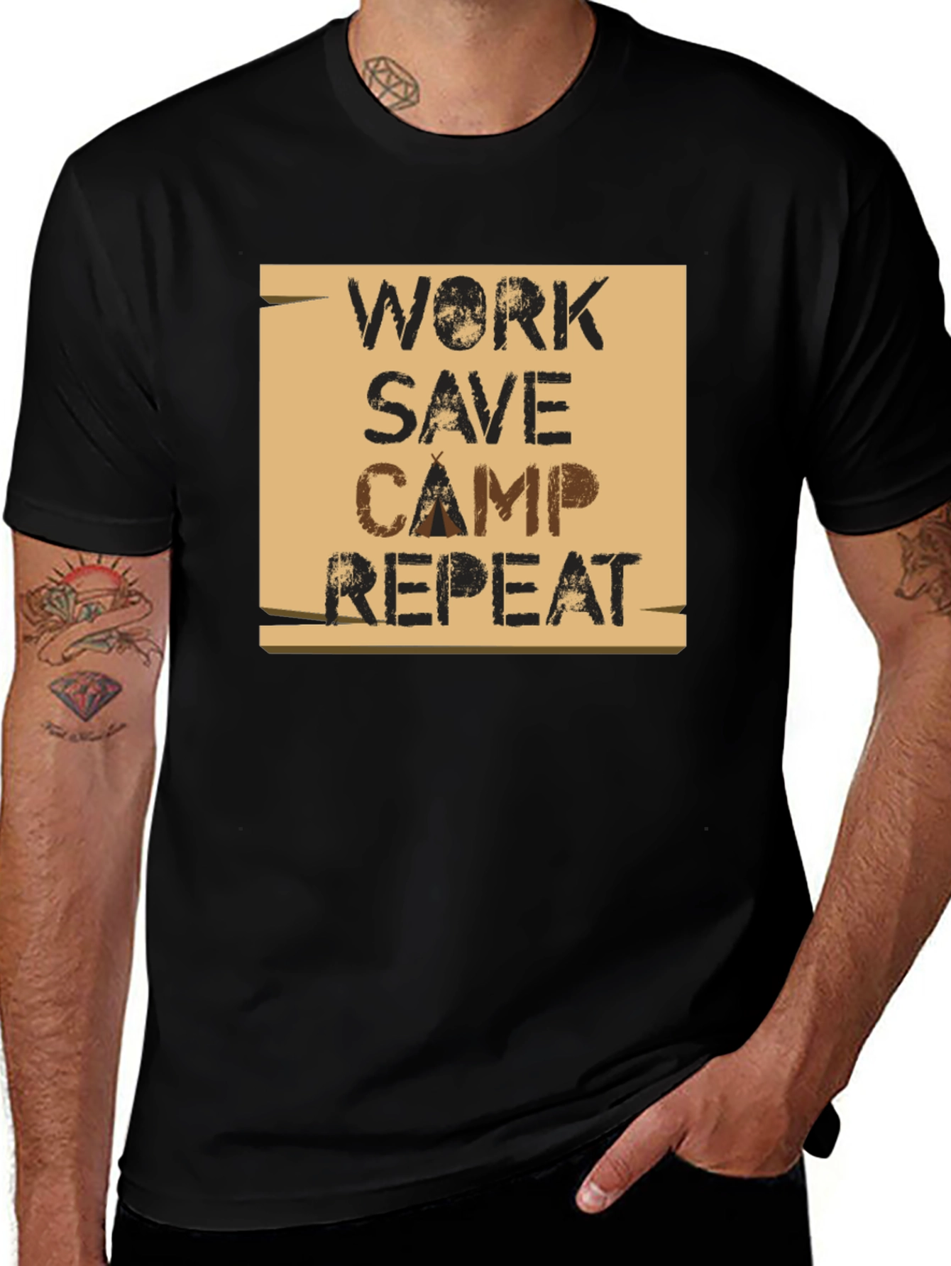 Work Save Camp Repeat Graphic T-Shirt