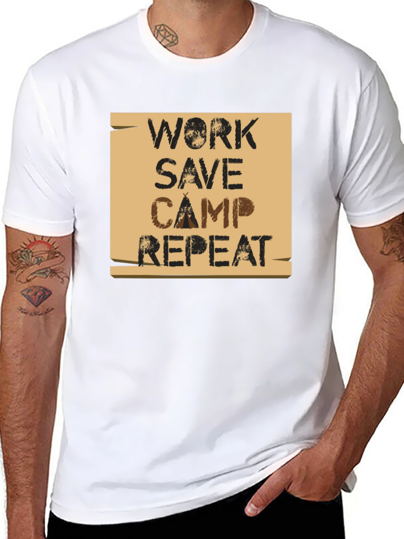 Work Save Camp Repeat Graphic T-Shirt