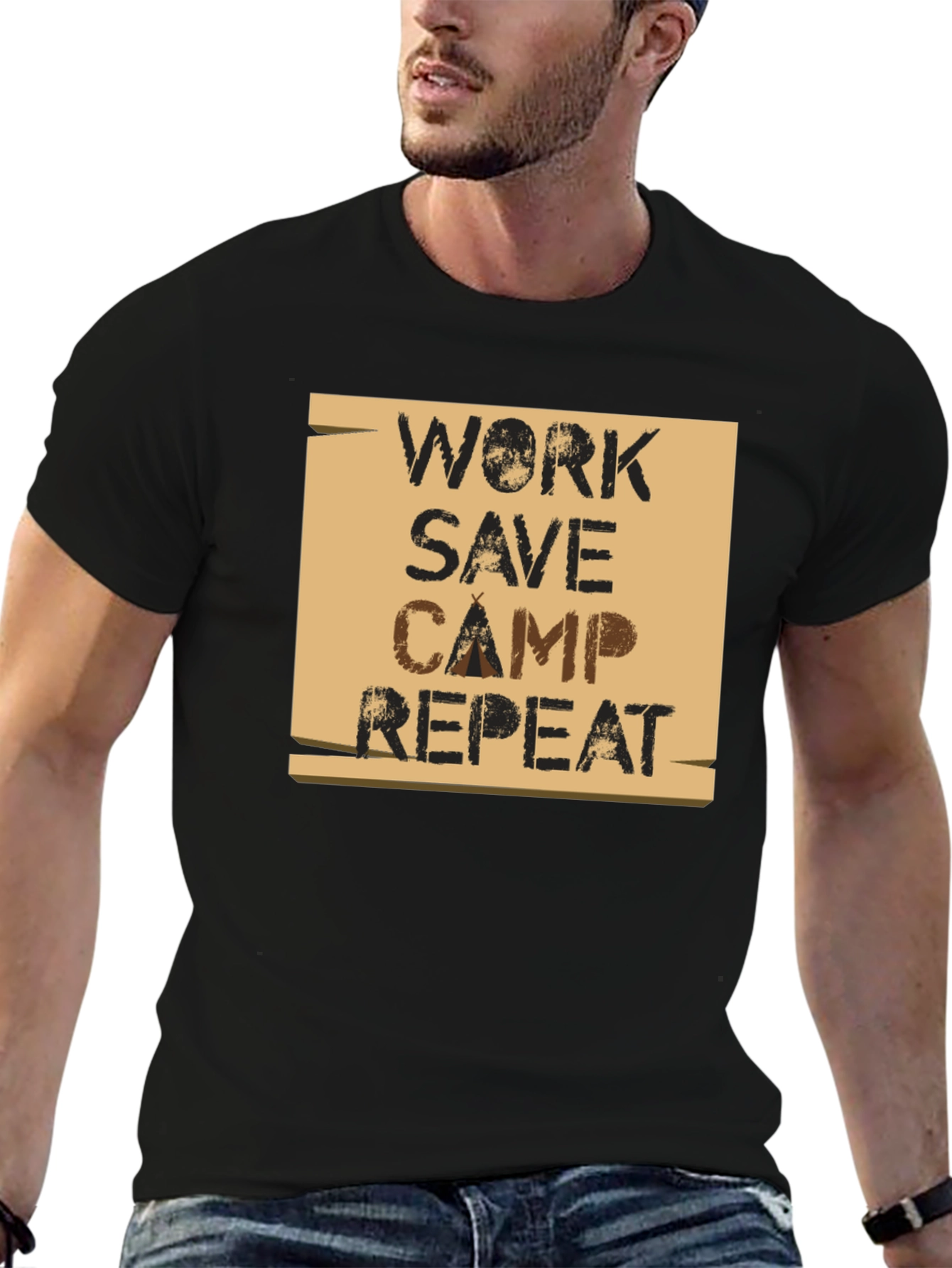 Work Save Camp Repeat Graphic T-Shirt