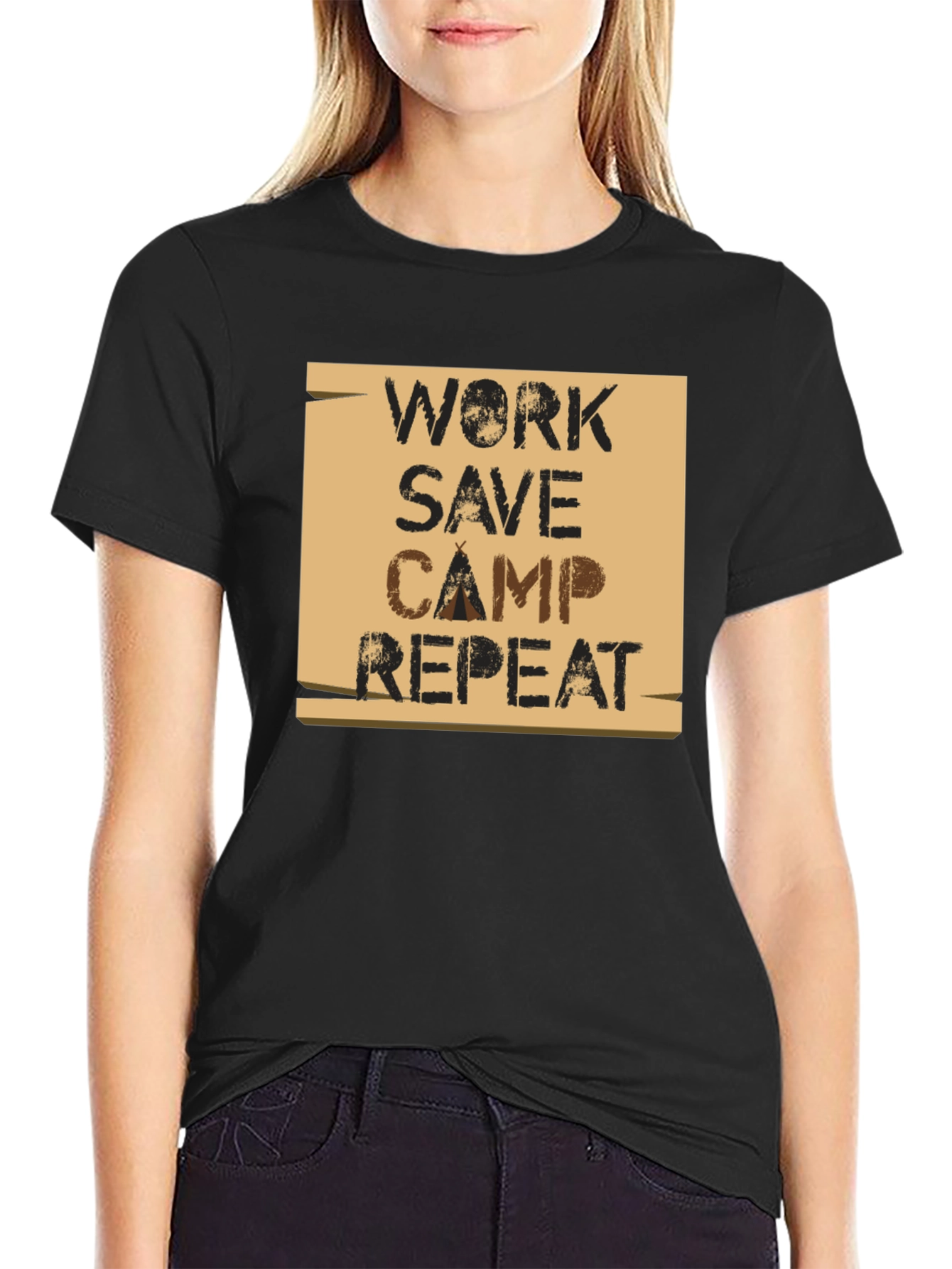 Work Save Camp Repeat Graphic T-Shirt