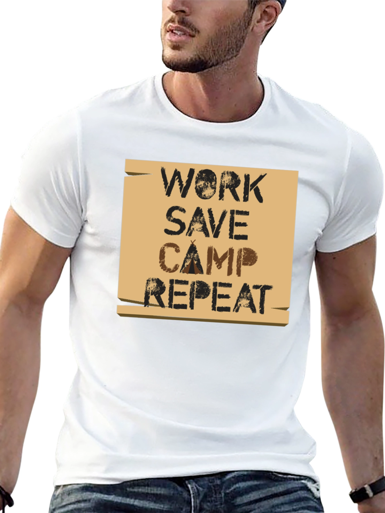 Work Save Camp Repeat Graphic T-Shirt