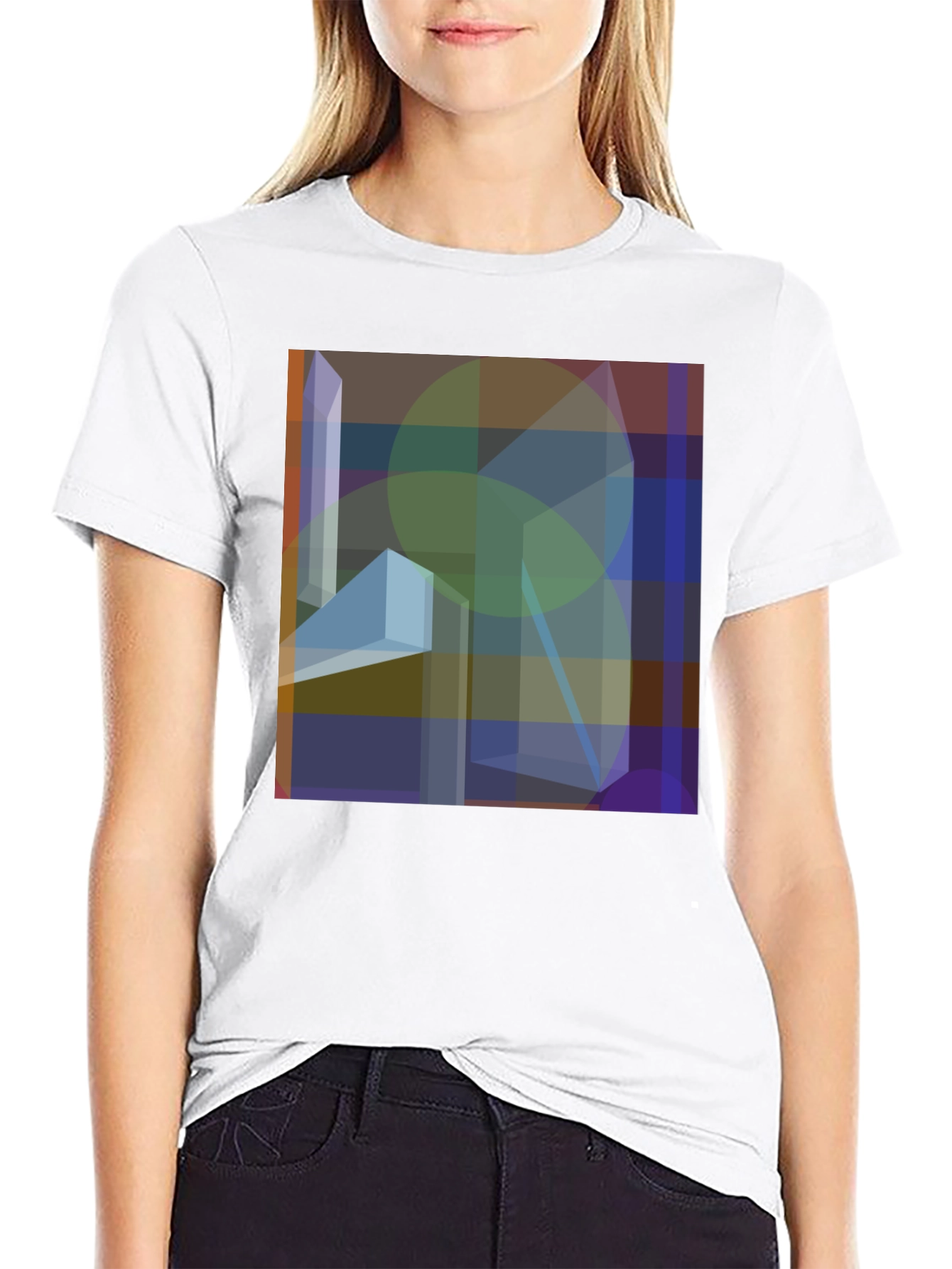 Abstract Geometric Art Graphic Black T-Shirt