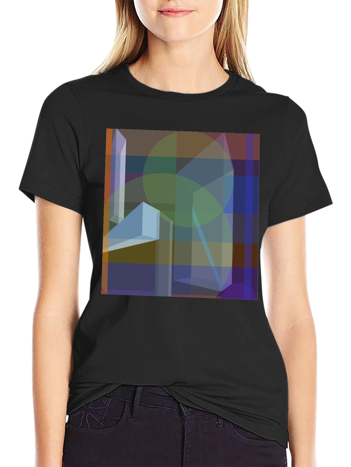 Abstract Geometric Art Graphic Black T-Shirt