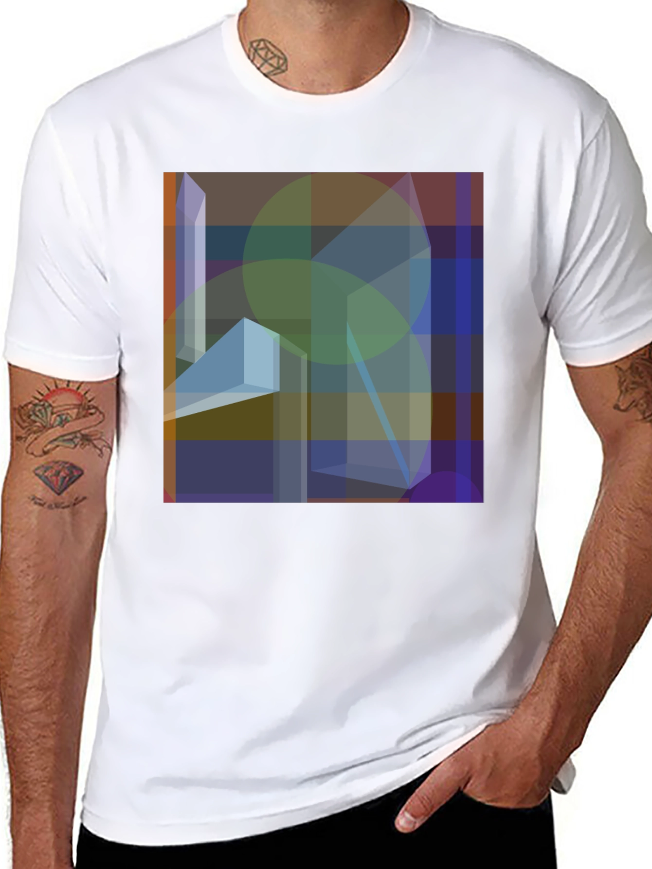 Abstract Geometric Art Graphic Black T-Shirt