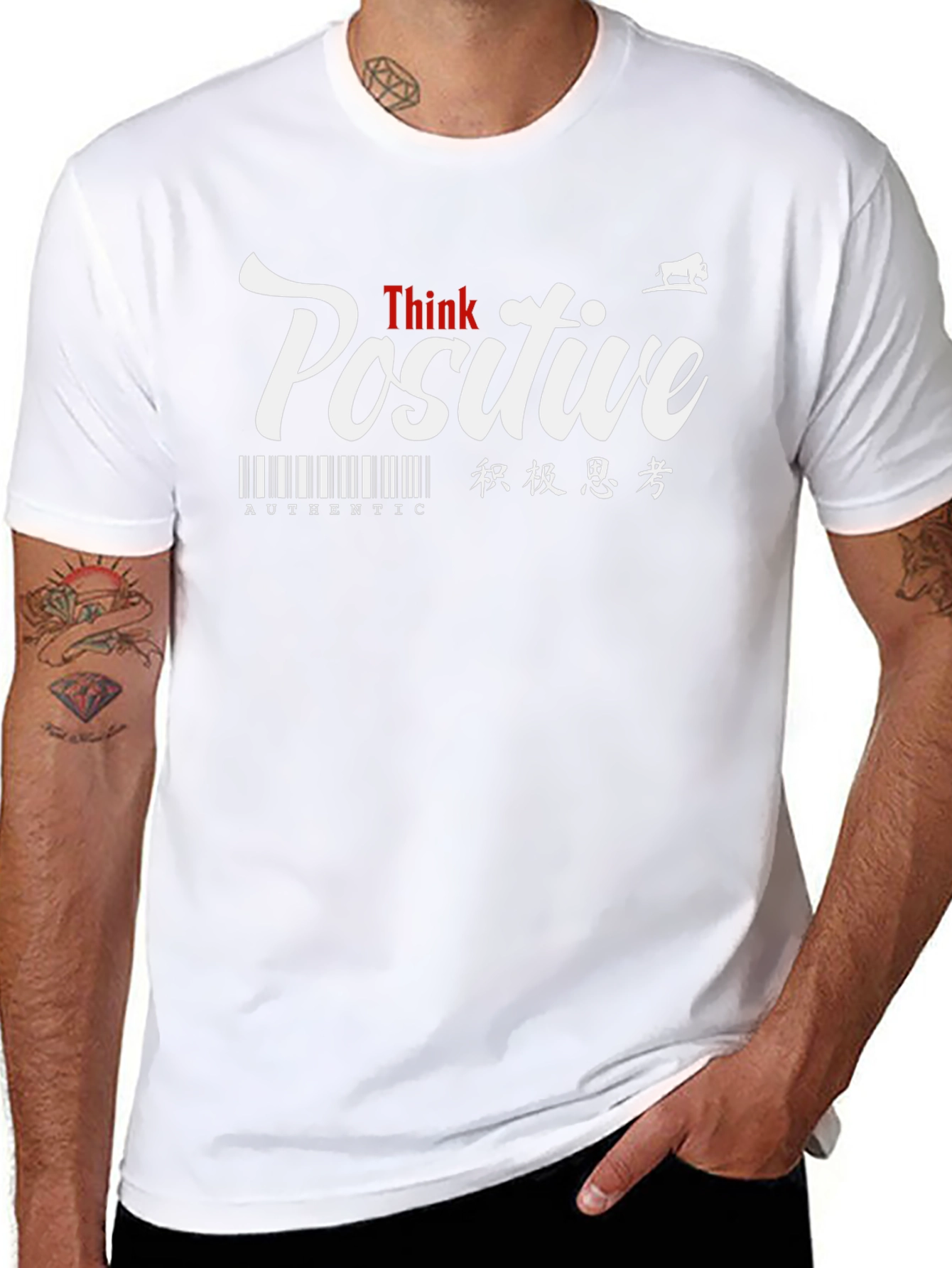 Think Positive Graphic T-Shirt - Black