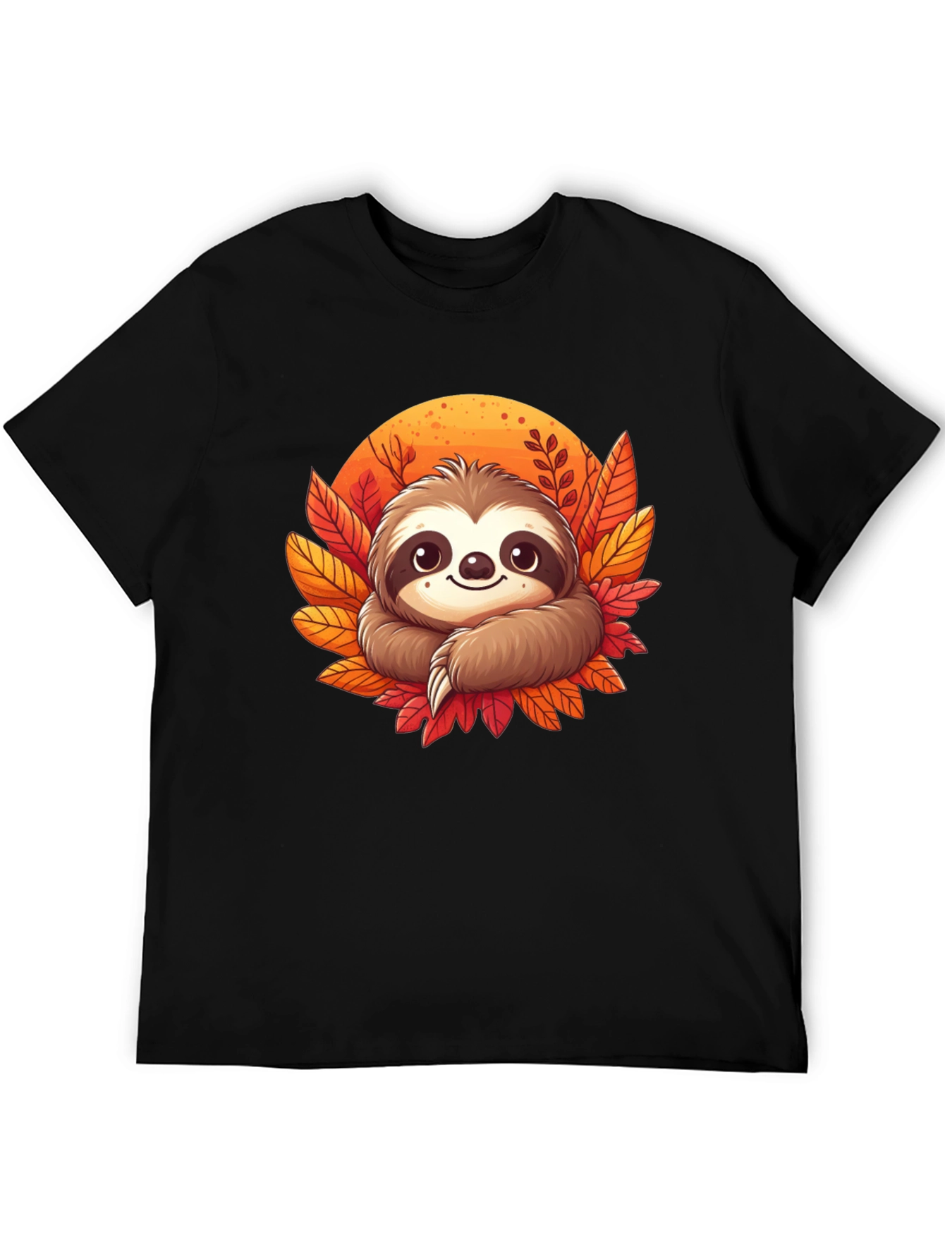Cute Sloth Fall Leaves Graphic Tee