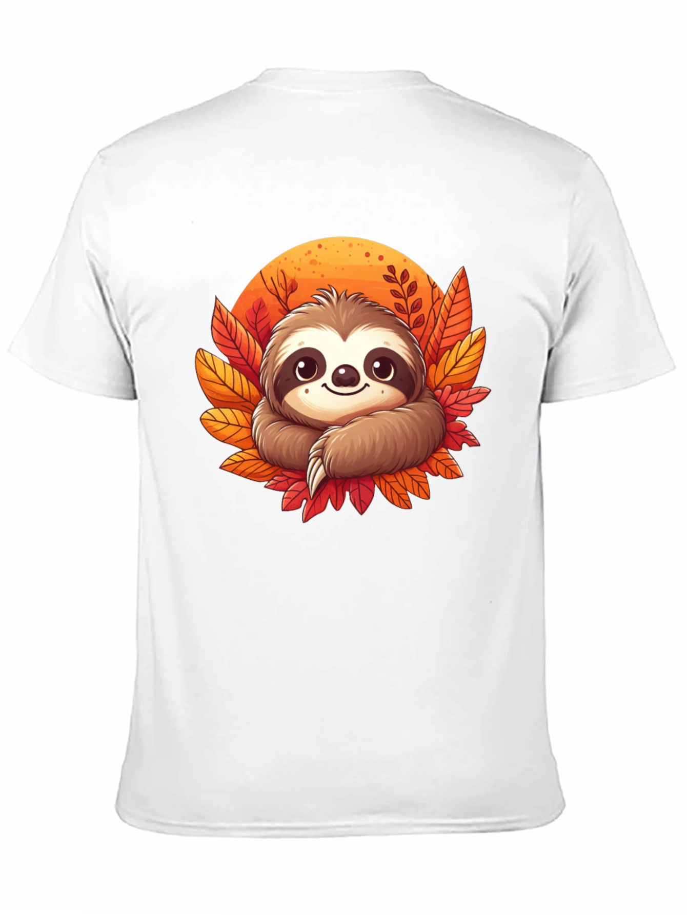 Cute Sloth Fall Leaves Graphic Tee