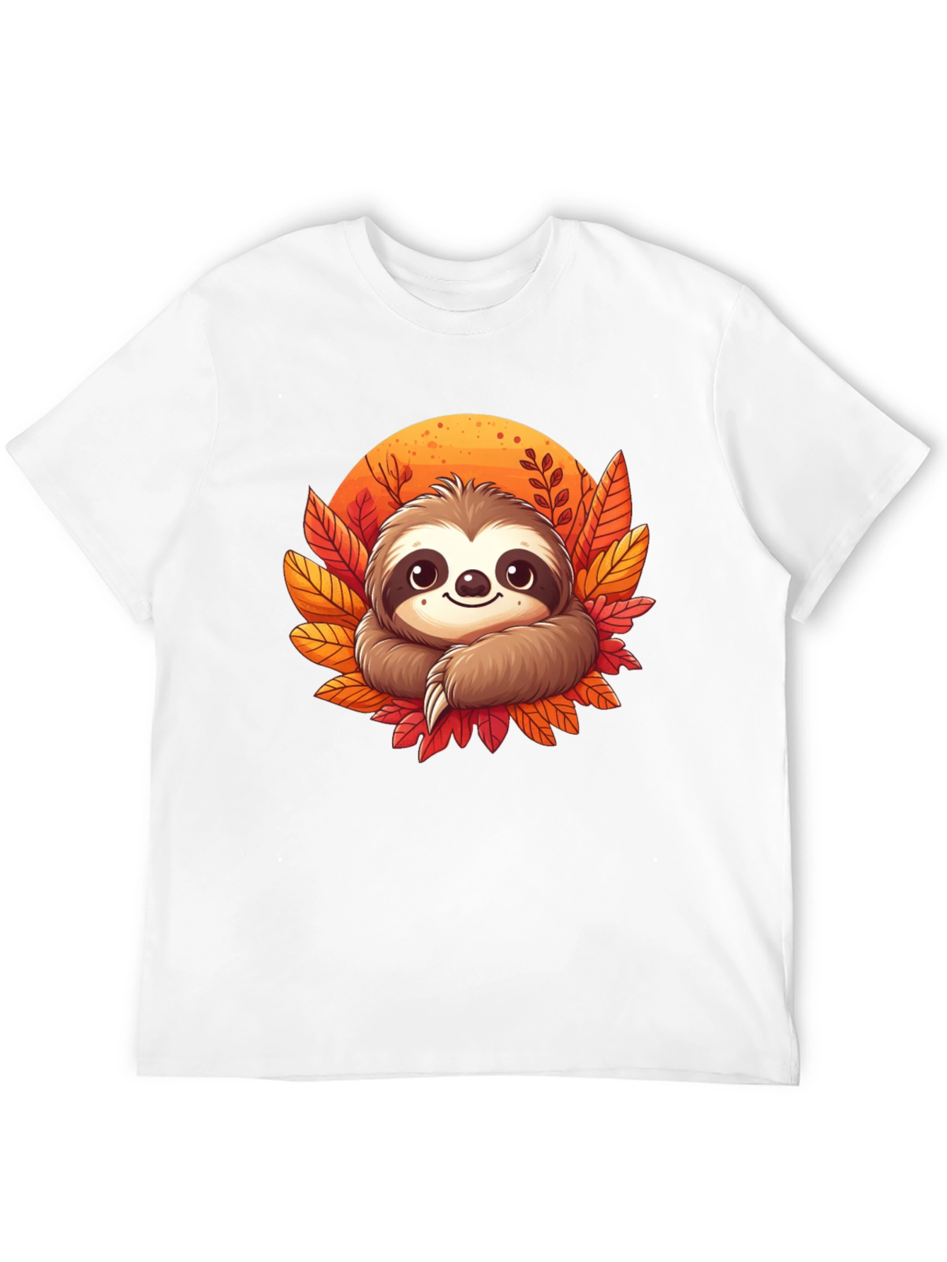 Cute Sloth Fall Leaves Graphic Tee