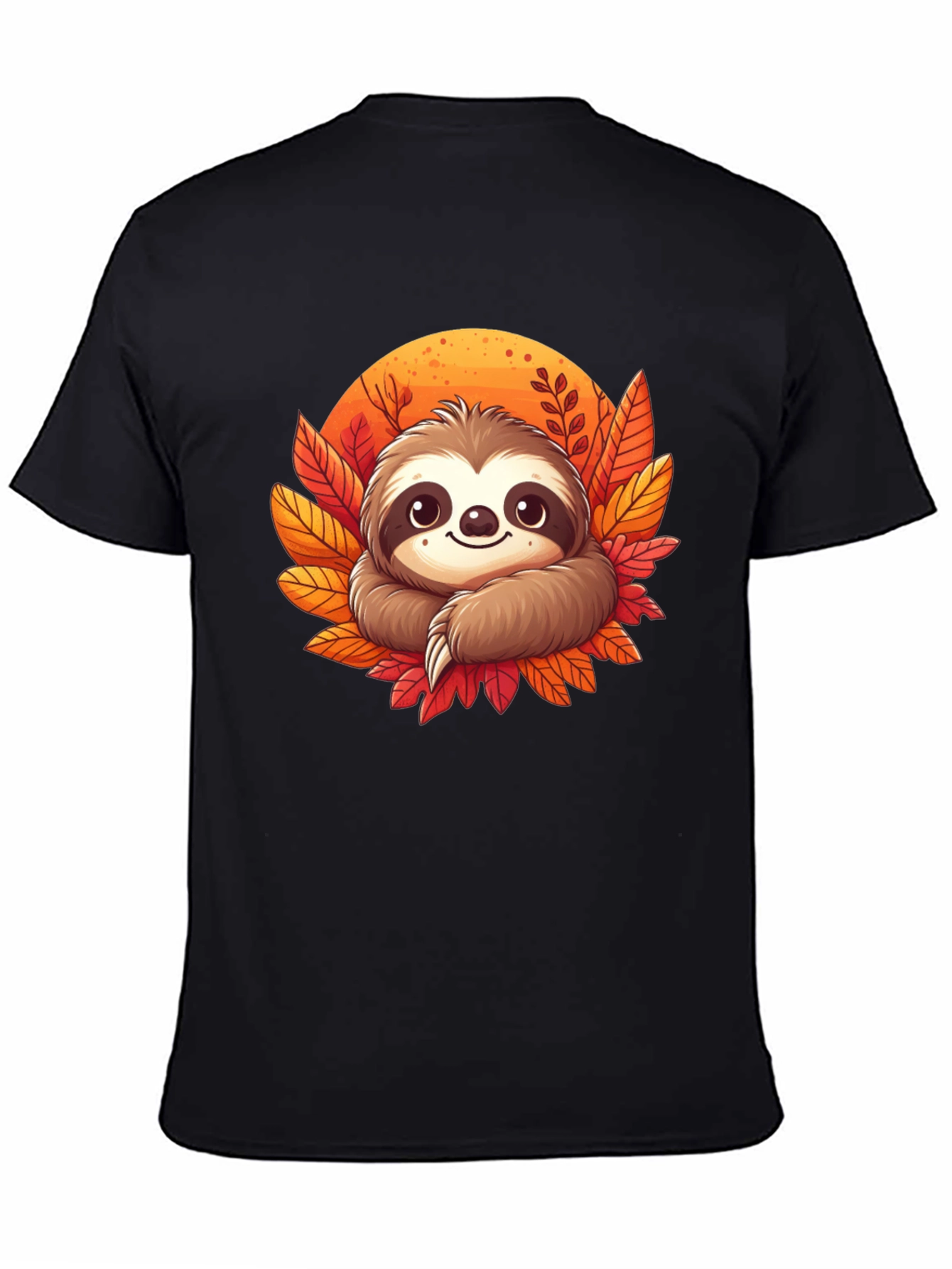 Cute Sloth Fall Leaves Graphic Tee