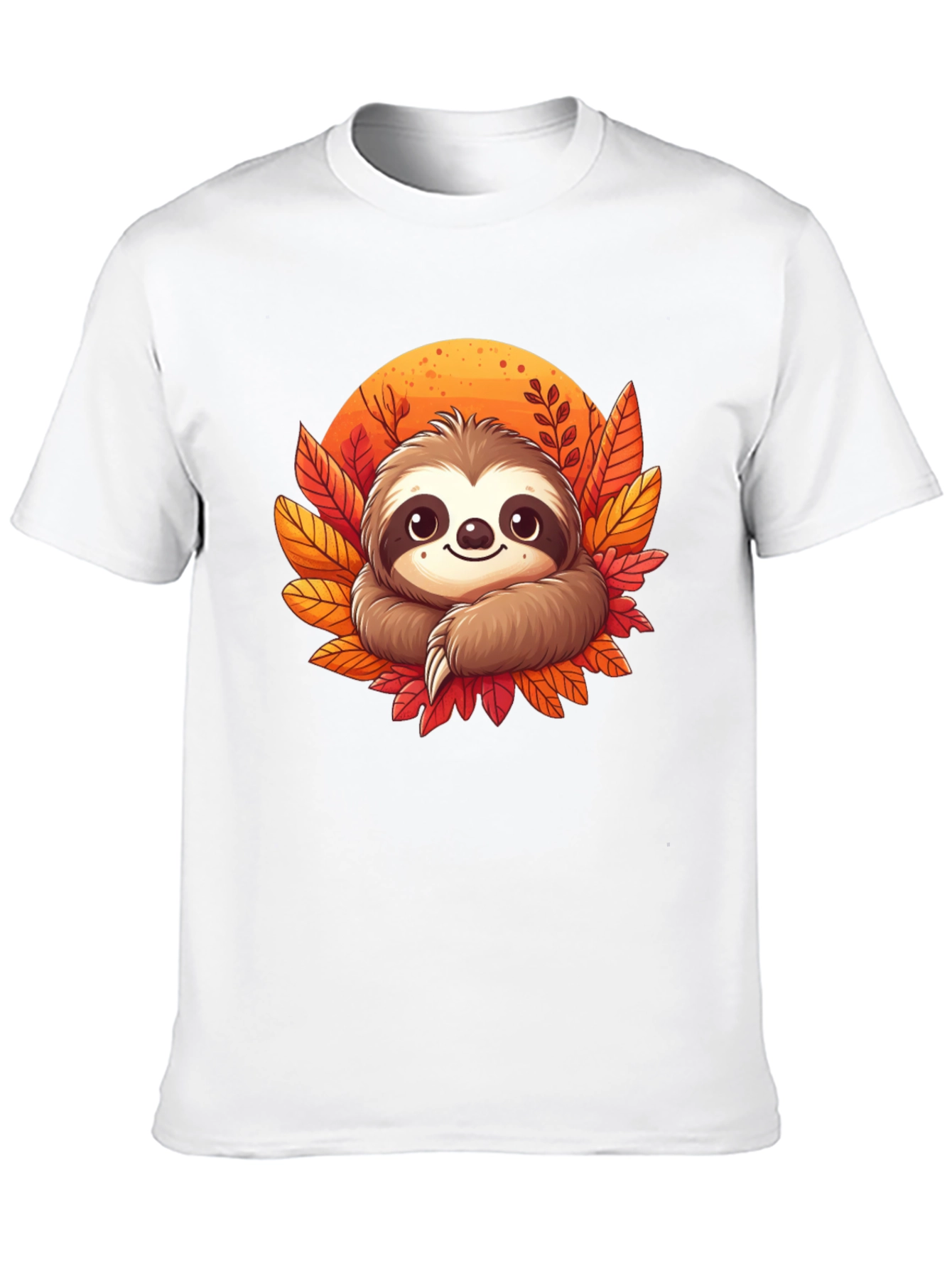 Cute Sloth Fall Leaves Graphic Tee