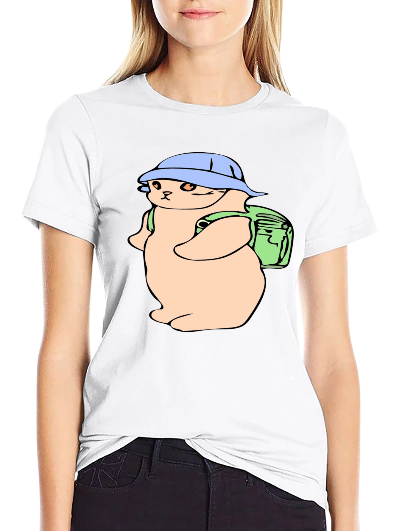 Cute Cat Hiker T-Shirt - Black