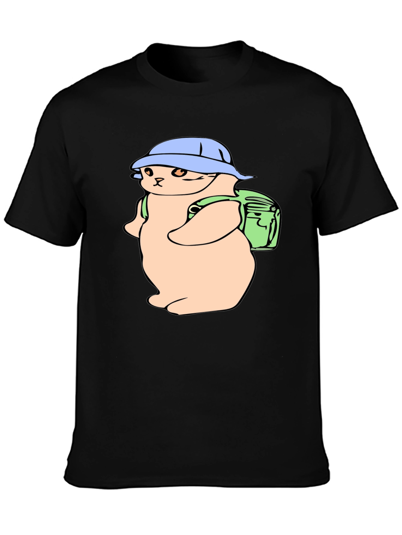 Cute Cat Hiker T-Shirt - Black