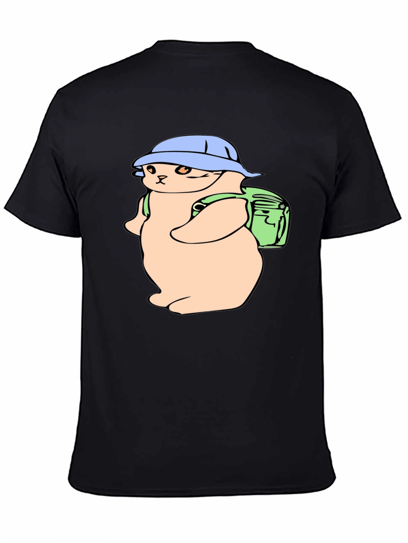 Cute Cat Hiker T-Shirt - Black