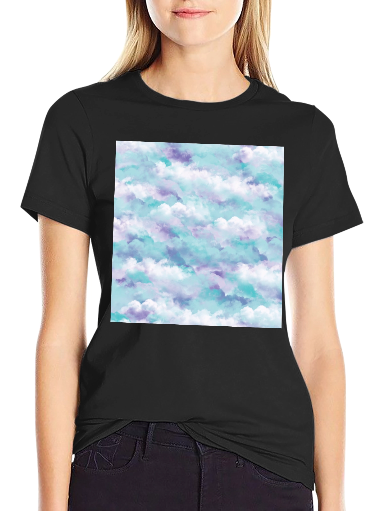 Cloud Print Black T-Shirt