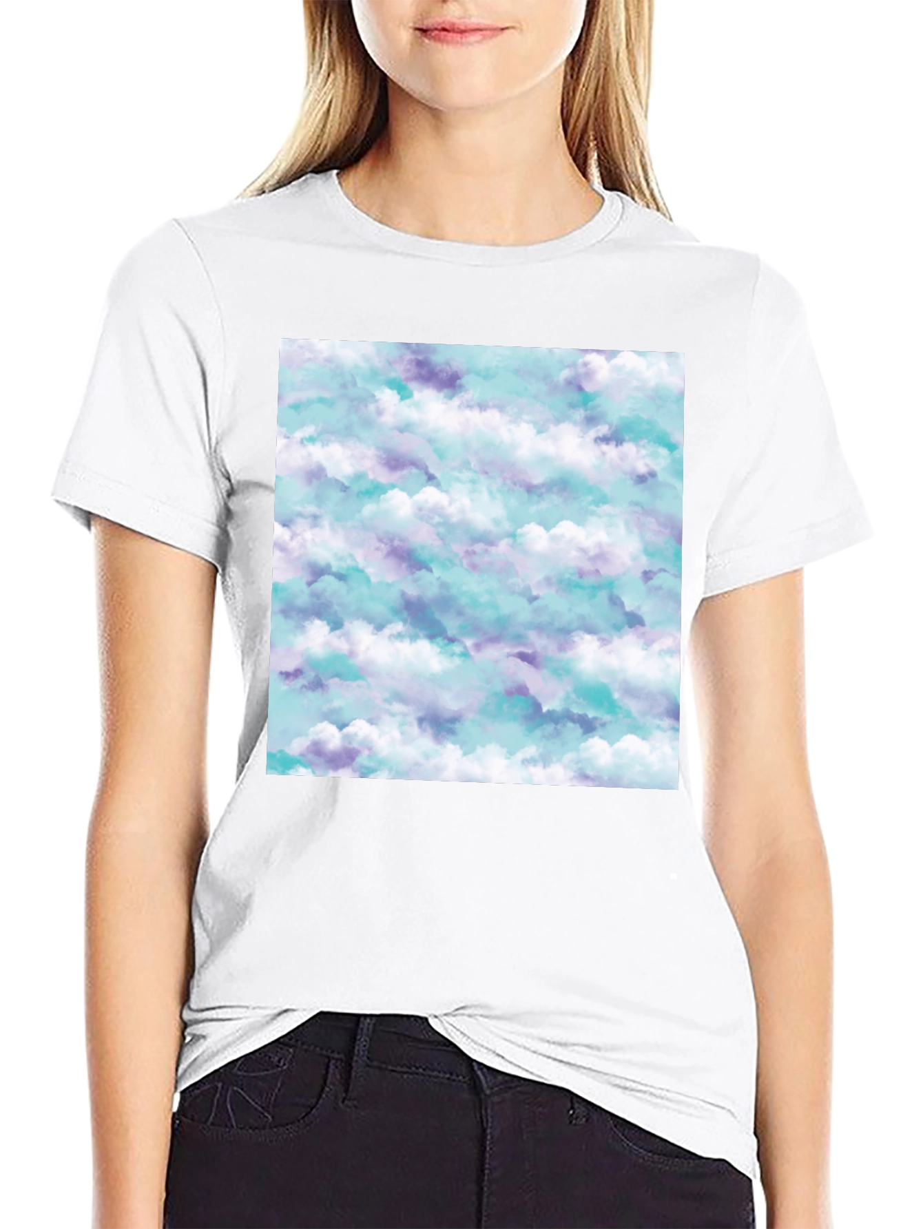 Cloud Print Black T-Shirt